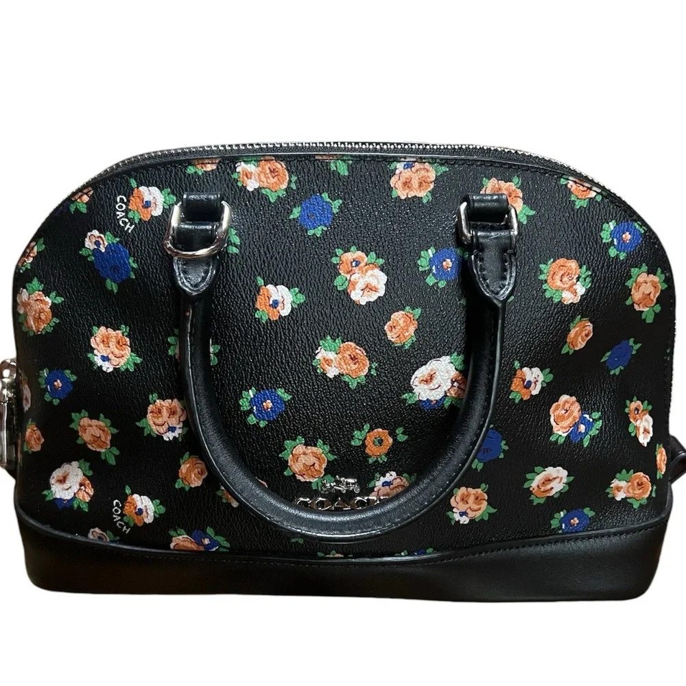 Beautiful COACH Black Floral Handbag Mini Tote Bag See Description NWOT - Picture 1 of 13